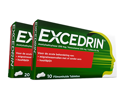 Excedrin verpakkingen van 10 en 20 tabletten